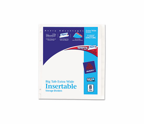 AVE11223 WorkSaver Big Tab Extrawide Dividers, Clear Tabs, 8-Tab, 9 x 11, White By AVERY-DENNISON