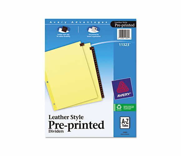 AVE11323 Clear Reinforced Preprinted Leather Tab Divider, 25-Tab, A-Z, Red, 25/Set By AVERY-DENNISON
