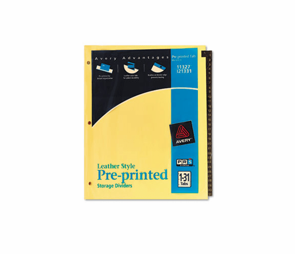AVE11327 Clear Reinforced Preprinted Leather Tab Divider, 31-Tab, 1-31, Red, 31/Set By AVERY-DENNISON