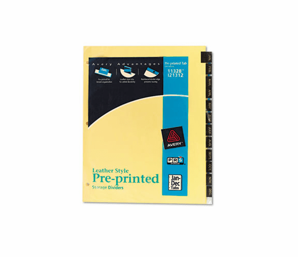 AVE11328 Clear Reinforced Preprinted Leather Tab Divider, 12-Tab, Jan-Dec, Red, 12/Set By AVERY-DENNISON