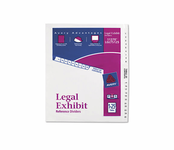 AVE11370 Avery-Style Legal Side Tab Divider, Title: 1-25, Letter, White, 1 Set By AVERY-DENNISON