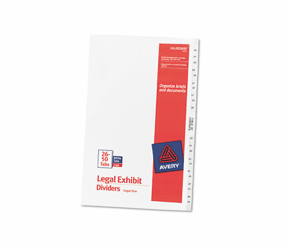 AVE11373 Avery-Style Legal Side Tab Divider, Title: 26-50, 14 x 8 1/2, White, 1 Set By AVERY-DENNISON