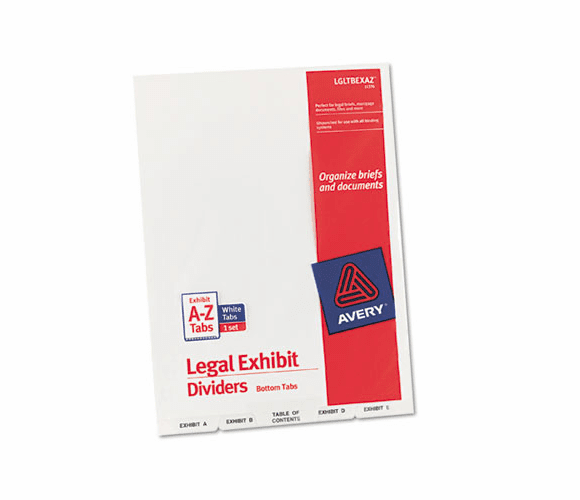 AVE11376 Avery-Style Legal Bottom Tab Divider, Title: Exhibit A-Z, Letter, White By AVERY-DENNISON