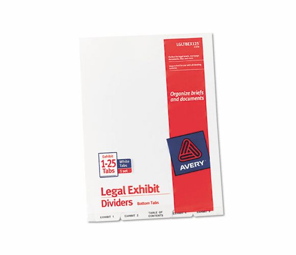 AVE11378 Avery-Style Legal Bottom Tab Divider, Title: Exhibit 1-25, Letter, White By AVERY-DENNISON