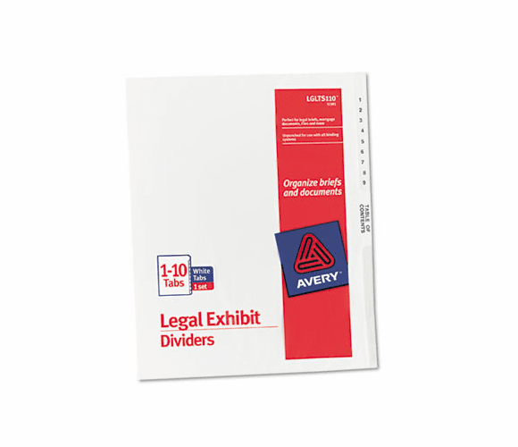 AVE11381 Avery-Style Legal Side Tab Divider, Title: 1-10, Letter, White, 1 Set By AVERY-DENNISON