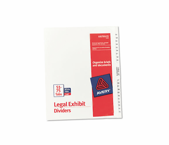 AVE11396 Avery-Style Legal Side Tab Divider, Title: 51-75, Letter, White, 1 Set By AVERY-DENNISON