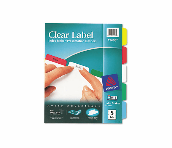 AVE11406 Index Maker White Dividers, Multicolor 5-Tab, Letter By AVERY-DENNISON