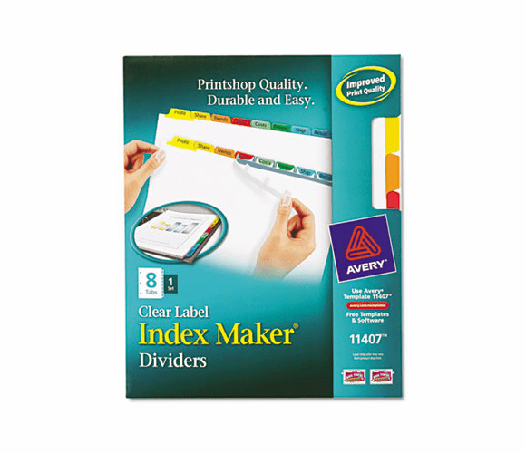 AVE11407 Index Maker White Dividers, Multicolor 8-Tab, Letter By AVERY-DENNISON