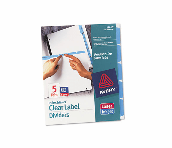 AVE11410 Index Maker Divider w/Color Tabs, Blue 5-Tab, Letter, 5 Sets/Pack By AVERY-DENNISON