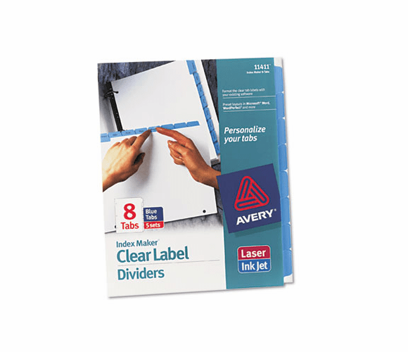 AVE11411 Index Maker Divider w/Color Tabs, Blue 8-Tab, Letter, 5 Sets/Pack By AVERY-DENNISON