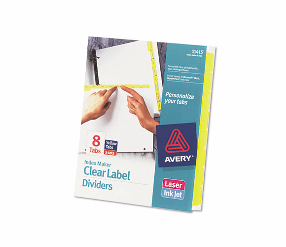 AVE11415 Index Maker Divider w/Color Tabs, Yellow 8-Tab, Letter, 5 Sets/Pack By AVERY-DENNISON