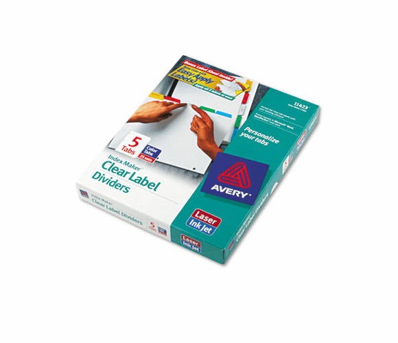 AVE11423 Index Maker Divider w/Multicolor Tabs, 5-Tab, Letter, 25 Sets/Box By AVERY-DENNISON
