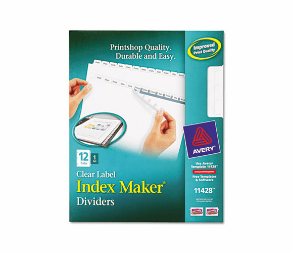 AVE11428 Index Maker Clear Label Dividers, 12-Tab, Letter, White By AVERY-DENNISON