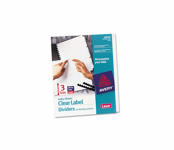 AVE11430 Index Maker Clear Label Unpunched Divider, 3-Tab, Letter, White, 5 Sets By AVERY-DENNISON