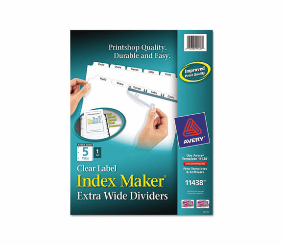 AVE11438 Index Maker Clear Label Dividers, 5-Tab, 11 1/4 x 9 1/4, White By AVERY-DENNISON