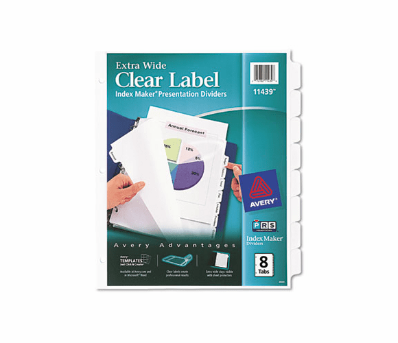 AVE11439 Index Maker Clear Label Dividers, 8-Tab, 11 1/4 x 9 1/4, White By AVERY-DENNISON