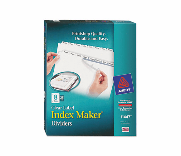 AVE11447 Index Maker Clear Label Dividers, 8-Tab, Letter, White, 25 Sets By AVERY-DENNISON