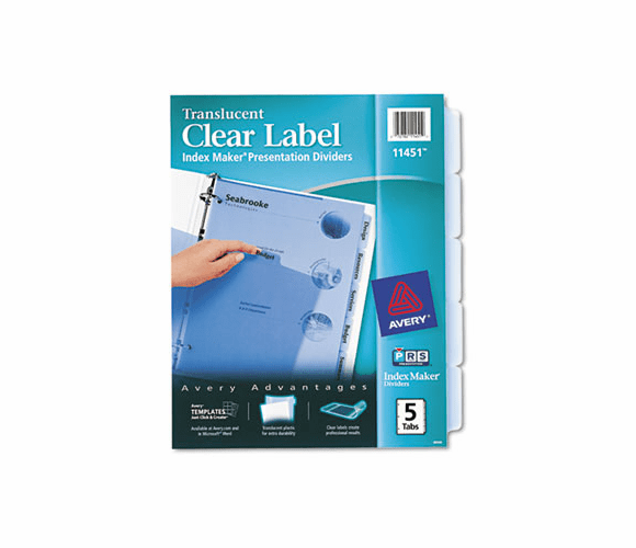AVE11451 Index Maker Clear Label Punched Dividers, Blue 5-Tab, Letter By AVERY-DENNISON