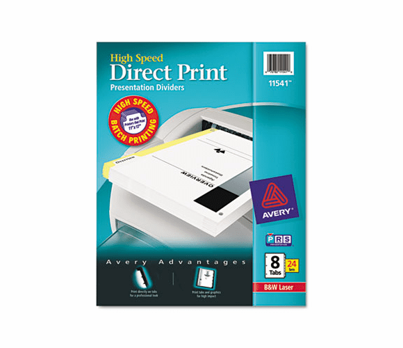 AVE11541 Direct Print Punched Presentation Dividers, 8-Tab, Letter, White, 24 Sets/Pack By AVERY-DENNISON
