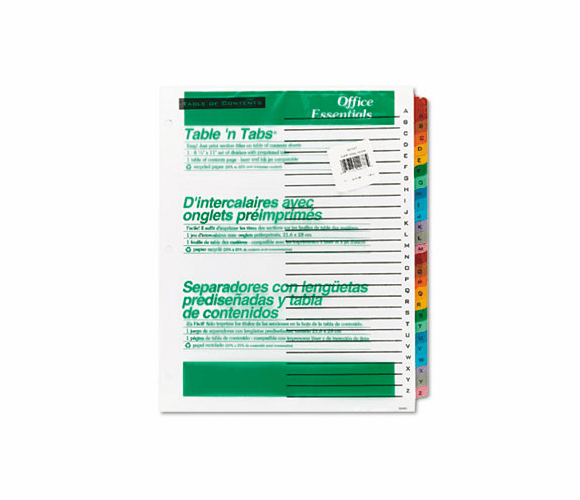 AVE11677 Office Essentials Table 'N Tabs Dividers, 26-Tab, A-Z, Letter, Assorted, 1 Set By AVERY-DENNISON