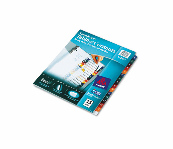 AVE11820 Ready Index Table/Contents Dividers, 15-Tab, Letter, Assorted, 15/Set By AVERY-DENNISON