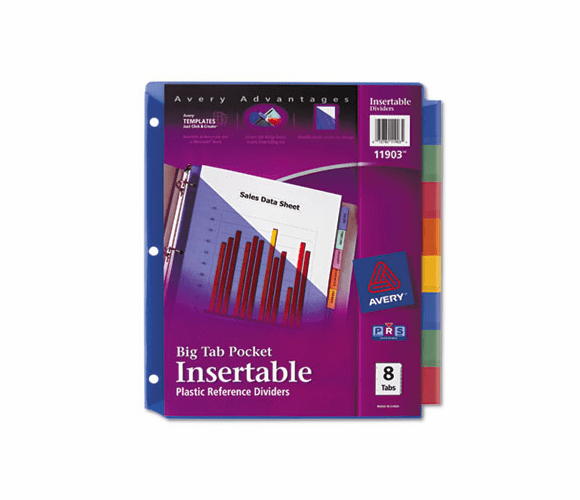 AVE11903 Big Tab Plastic Dividers, Slash Pocket, 8-Tab, Letter, Assorted By AVERY-DENNISON