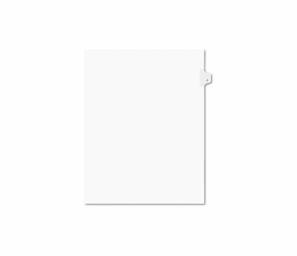 AVE11914 Avery-Style Legal Side Tab Divider, Title: 4, Letter, White, 25/Pack By AVERY-DENNISON