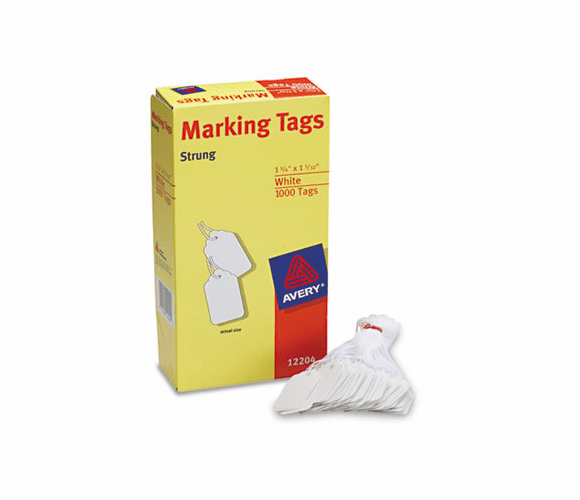 AVE12204 White Marking Tags, Paper, 1 3/4 x 1 3/32, White, 1,000/Box By AVERY-DENNISON