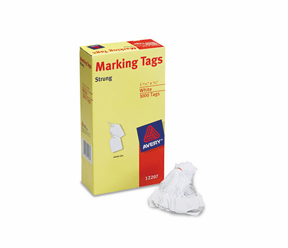 AVE12207 White Marking Tags, Paper, 1 3/32 x 3/4, White, 1,000/Box By AVERY-DENNISON