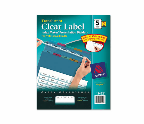 AVE12452 Index Maker Clear Label Punched Dividers, Multicolor 5-Tab, Letter, 5 Sets/Pack By AVERY-DENNISON