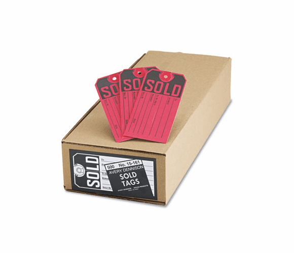 AVE15161 Sold Tags, Paper, 4 3/4 x 2 3/8, Red, 500/Box By AVERY-DENNISON