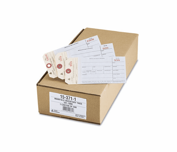 AVE15371 Duplicate Inventory Tags, Bond Top Copy, 6 1/4 x 3 1/8, Manila/White, 500/Box By AVERY-DENNISON