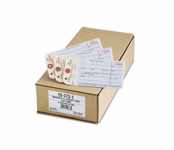 AVE15373 Duplicate Inventory Tags, Bond Top Copy, 6 1/4 x 3 1/8, Manila/White, 500/Box By AVERY-DENNISON
