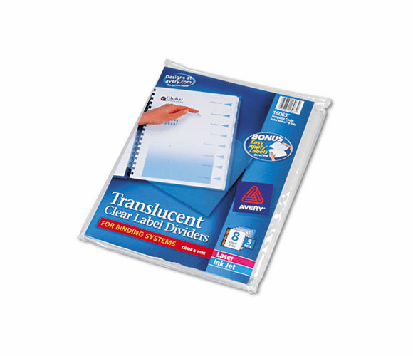 AVE16063 Index Maker Unpunched Clear Label Dividers, 8-Tab, Letter, 5 Sets/Pack By AVERY-DENNISON