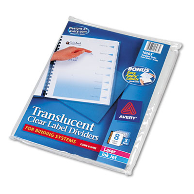 8 Tab Dividers Averyu00ae Print & Apply Clear Label Dividers, Index Maker R Easy Apply TM Printable Label Strip, 5 White Tabs, 5 Sets (11436) 25 X Divider(s) Print O Binder Dividers With Tabs