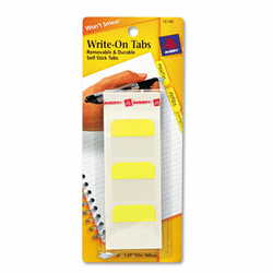 AVE16140 Self-Adhesive Write-On Index Tabs, 1 1/4 Inch, Yellow, 48/Pack By AVERY-DENNISON