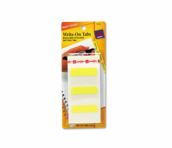 AVE16142 Self-Adhesive Write-On Index Tabs, 1 3/4 Inch, Yellow, 48/Pack By AVERY-DENNISON