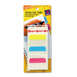 AVE16143 Self-Adhesive Write-On Index Tabs, 1 3/4 Inch, Blue/Magenta/Yellow, 48/Pack By AVERY-DENNISON