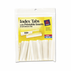 AVE16241 Self-Adhesive Tabs with White Printable Inserts, Two Inch, Clear Tab, 25/Pack By AVERY-DENNISON