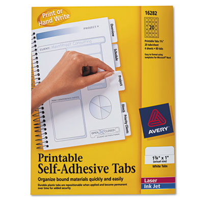 AVE16282 Printable Repositionable Plastic Tabs, 1 3/4 I