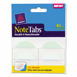 AVE16294 NoteTabs-Notes, Two Inch Tabs and Flags in One, Pastel Blue/Green/Clear, 40/Pack By AVERY-DENNISON