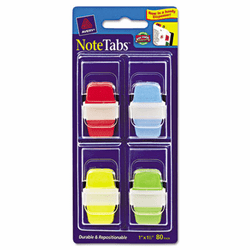 AVE16346 NoteTabs-Notes, Tabs and Flags in One, Blue/Green/Red/Yellow, One Inch, 80/PK By AVERY-DENNISON