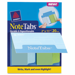 AVE16388 NoteTabs-Notes, Tabs and Flags in One, Cool Blue/Green, Two Inch, 20/PK By AVERY-DENNISON