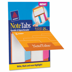 AVE16389 NoteTabs-Notes, Tabs and Flags in One, Neon Blue/Magenta/Yellow, 2/3", 25/PK By AVERY-DENNISON