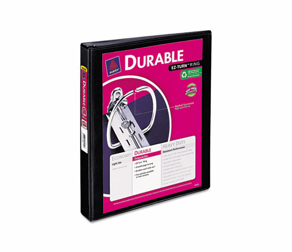 AVE17011 Durable Vinyl EZ-Turn Ring View Binder, 11 x 8-1/2, 1" Capacity, Black By AVERY-DENNISON