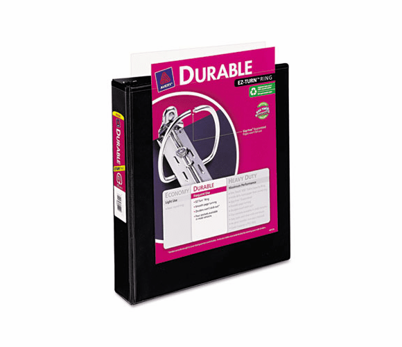 AVE17021 Durable Vinyl EZ-Turn Ring View Binder, 11 x 8-1/2, 1-1/2" Capacity, Black By AVERY-DENNISON