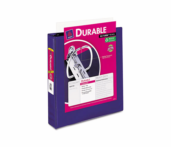 AVE17024 Durable Vinyl EZ-Turn Ring View Binder, 11 x 8-1/2, 1-1/2" Capacity, Blue By AVERY-DENNISON