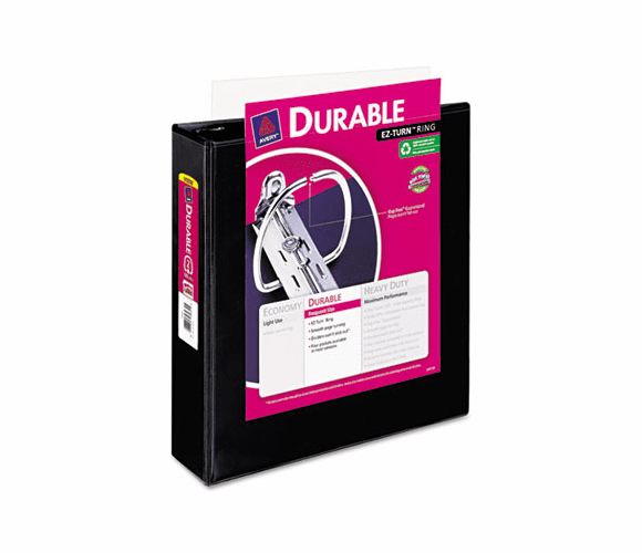AVE17031 Durable Vinyl EZ-Turn Ring View Binder, 11 x 8-1/2, 2" Capacity, Black By AVERY-DENNISON