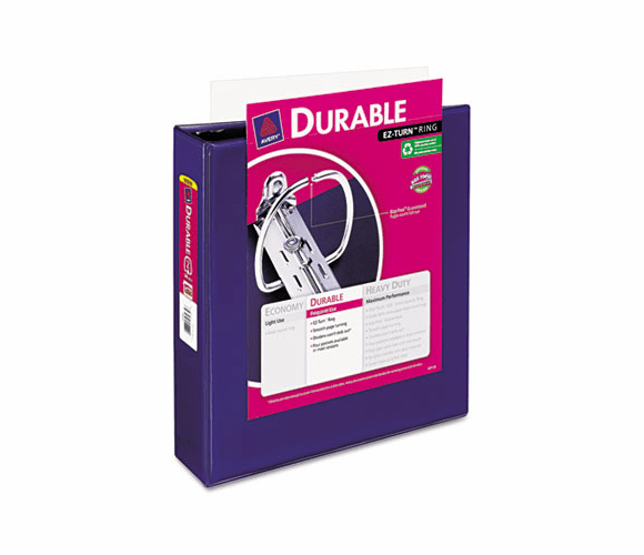 AVE17034 Durable Vinyl EZ-Turn Ring View Binder, 11 x 8-1/2, 2" Capacity, Blue By AVERY-DENNISON