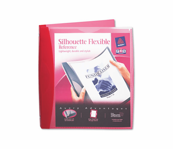 AVE17230 Silhouette Flexible Poly Round Ring View Binder, 1" Capacity, Red By AVERY-DENNISON